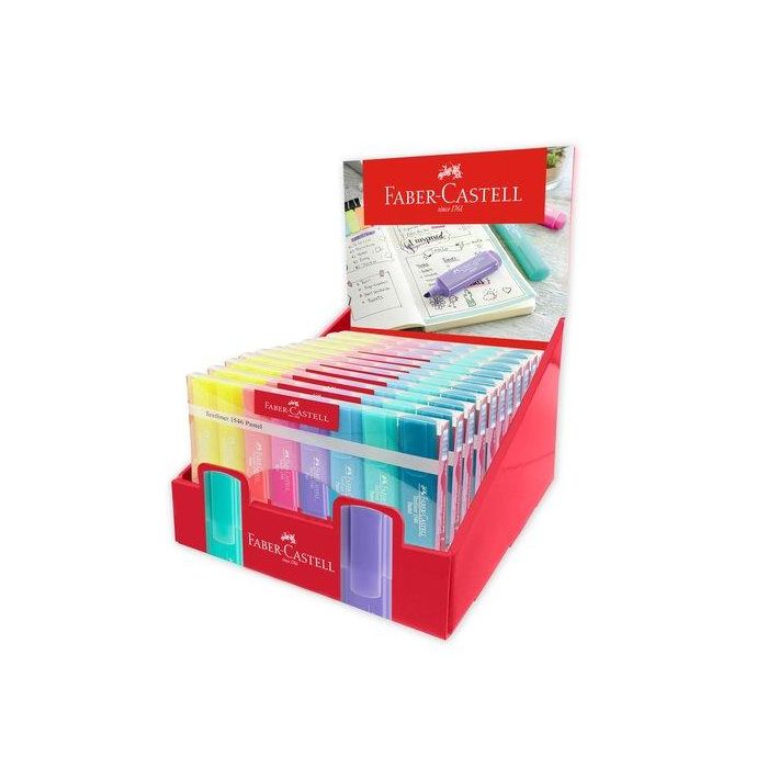 Marcador Fluor Faber-Castell Textliner 1546 Pastel Estuche De 8 Expositor De 11 (10 + 1 Sin Cargo) (2X Amarillo, Rosa, Albaricoque, Lila, Azul Palido, Turquesa Y Aquamarina)