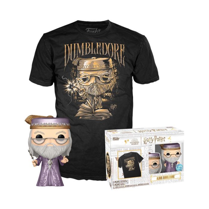 Funko 76924 Pop & Tee Dumbledore Harry Potter: Set Figura Coleccionable y Camiseta Talla L