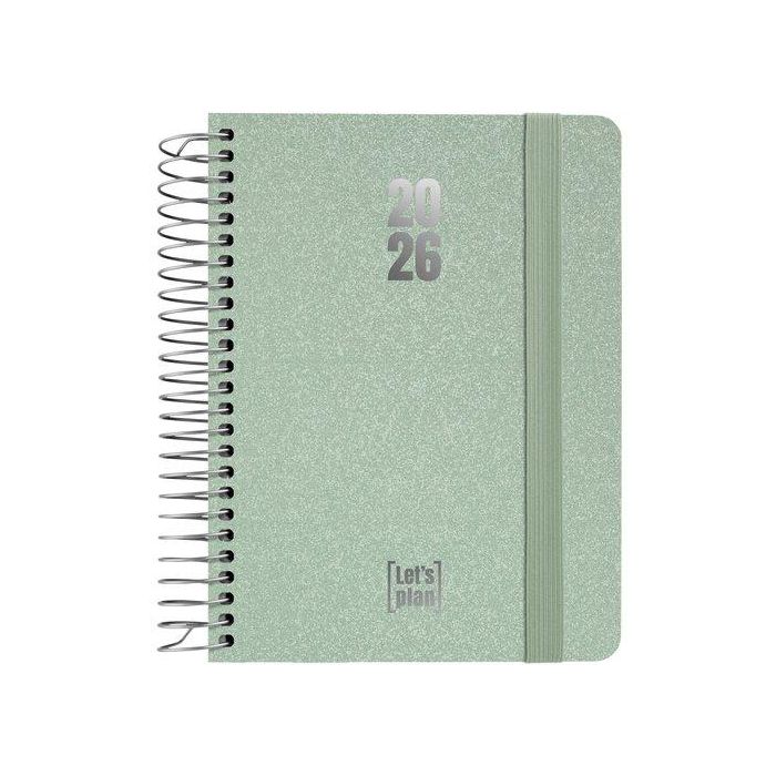 Agenda Anual (2026) Grafoplas Metallic Espiral Tapa Extradura Con Goma A6 170X145 D/P Verde