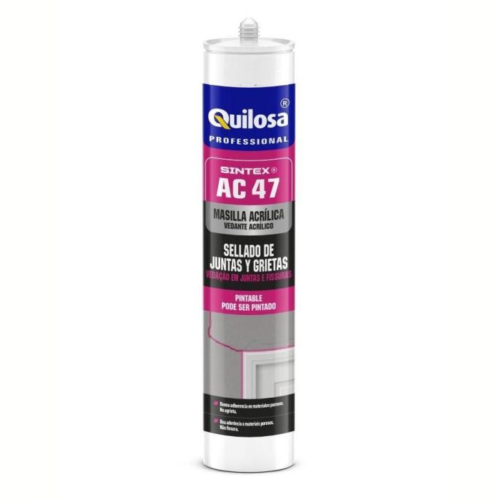 Quilosa ACRYRUB Masilla Acrílica Gris 310ml Sellador para Juntas, Grietas y Acabados Pintables en Carpintería y Mampostería