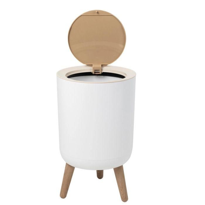 Cubo de basura con pedestal para baño con empuje - MALMO - KITCHEN MOVE - 7 L - Apertura a presión - Madera de diseño 1
