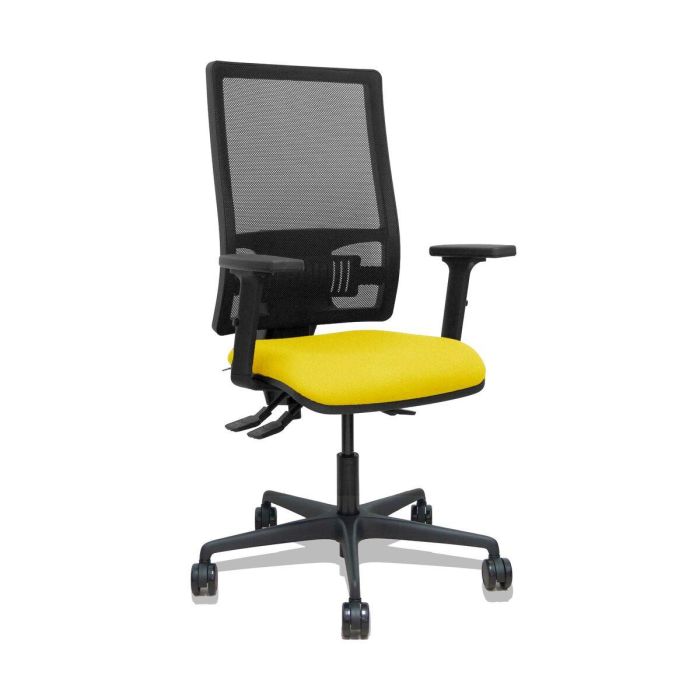 PIQUERAS Y CRESPO Silla Bormate asincro malla negra asiento bali amarillo brazos 2D ruedas 65mm PIQUERAS Y CRESPO Silla Bormate asincro malla negra asiento bali amarillo brazos 2D ruedas 65mm