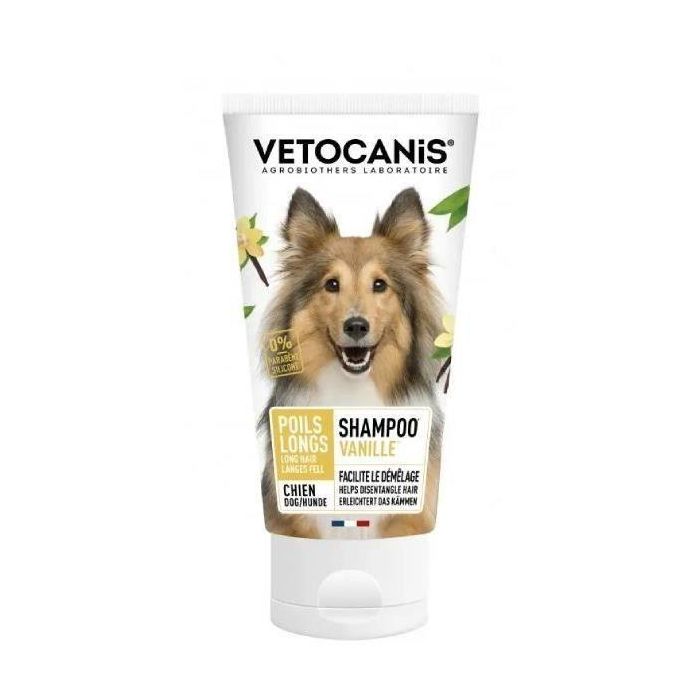 Vetocanis Champú Perros Pelo Largo - Desenredante Nutritivo con Acondicionador Antiestático y Aceite de Visón para Brillo Sedoso