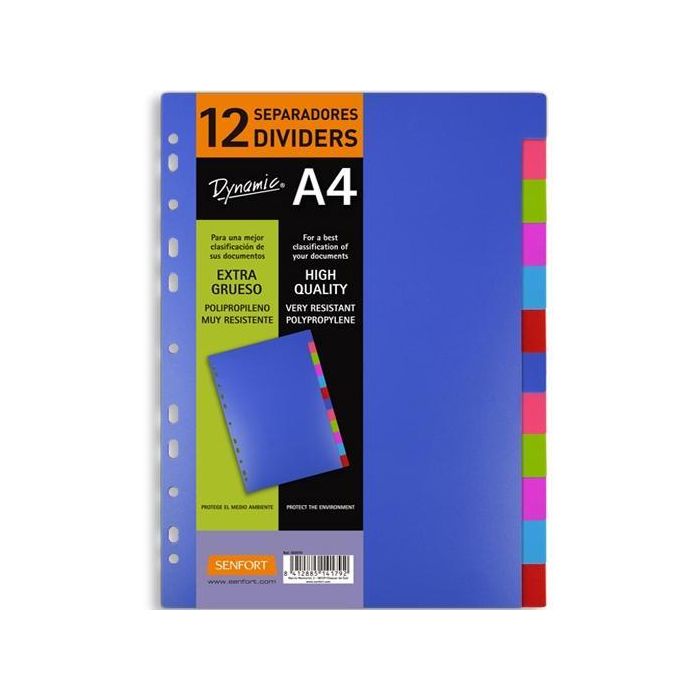 Senfort Juego 12 Separadores A4 Pp Rígido Dynamic C-Surtidos Senfort Juego 12 Separadores A4 Pp Rígido Dynamic C-Surtidos