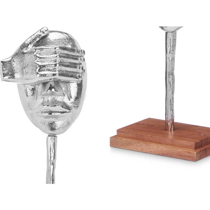 Figura Metal Mano Ojos Plata con Soporte Madera Giftdecor 16x34x10 cm (6 Unidades) 2 Figura Metal Mano Ojos Plata con Soporte Madera Giftdecor 16x34x10 cm (6 Unidades) 2