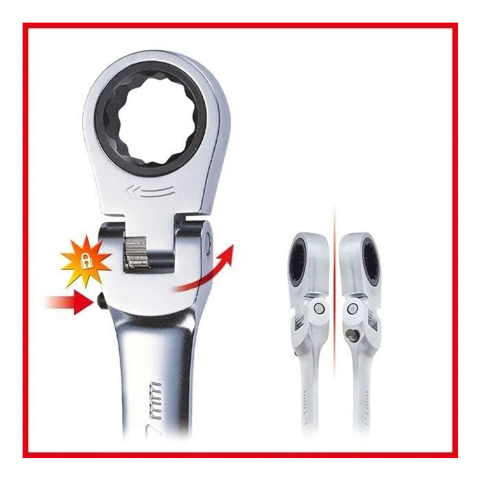 Ks Tools 503.4805 Juego de llaves combinadas de trinquete con cabeza inclinable y bloqueo, 8-19 mm, 5 piezas 3