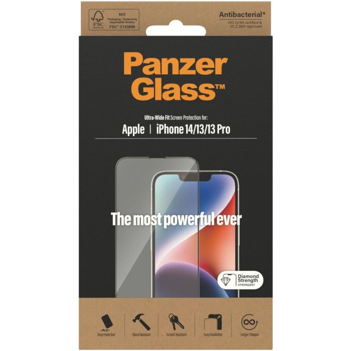 PanzerGlass Ultrawide AB Protector de Pantalla Antibacteriano para iPhone 14, iPhone 13, iPhone 13 Pro - Resistente a Rayones y Golpes 2 PanzerGlass Ultrawide AB Protector de Pantalla Antibacteriano para iPhone 14, iPhone 13, iPhone 13 Pro - Resistente a Rayones y Golpes 2