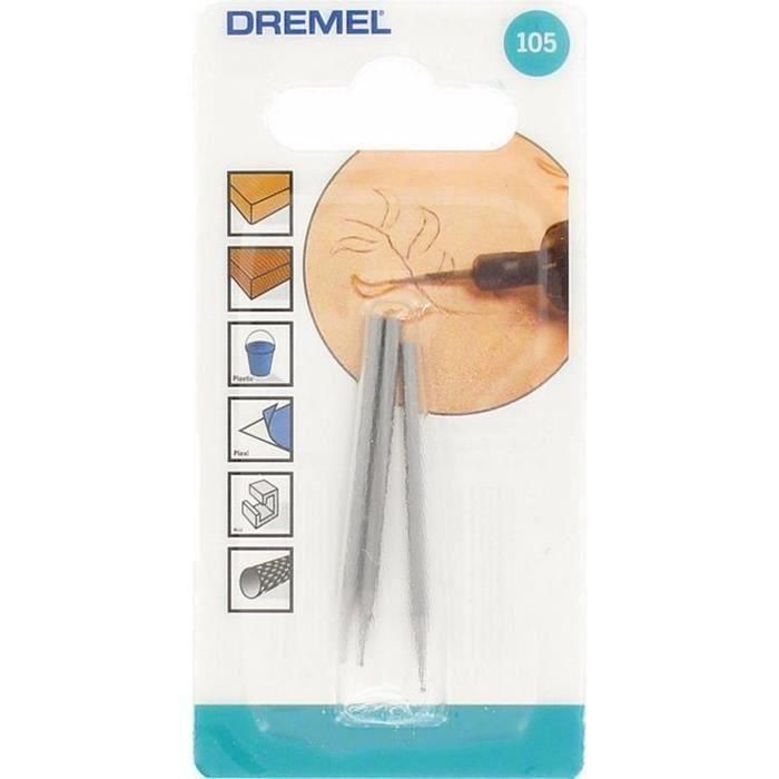 Dremel 105 Lote de 3 Fresas Grabado Detallado, Tallado y Desgarrado Ø 0.8mm para Madera, Fibra de Vidrio, Plástico y Metales Blandos 1 Dremel 105 Lote de 3 Fresas Grabado Detallado, Tallado y Desgarrado Ø 0.8mm para Madera, Fibra de Vidrio, Plástico y Metales Blandos 1