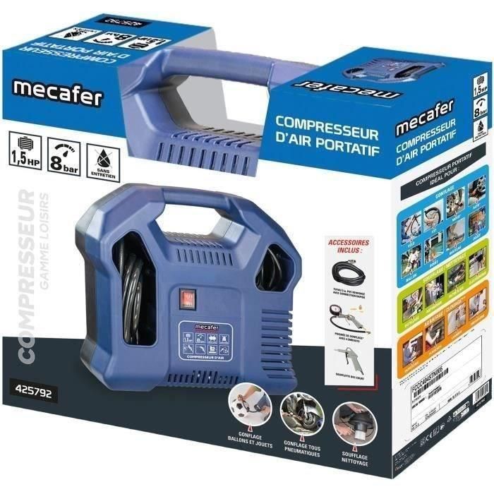 Compresor sin depósito - MECAFER - 425792 - Azul - 1,5 CV - 8 bares 1 Compresor sin depósito - MECAFER - 425792 - Azul - 1,5 CV - 8 bares 1