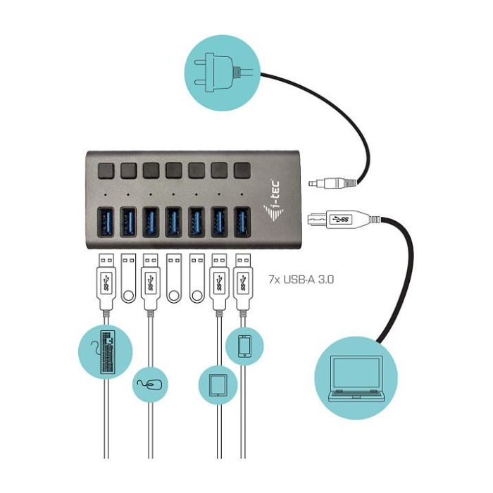 Hub USB i-Tec U3CHARGEHUB7 1