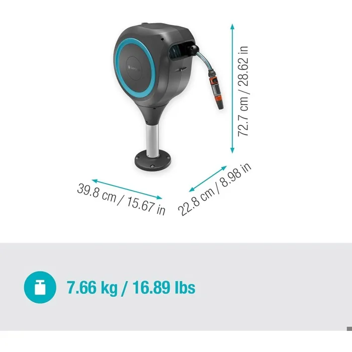 Gardena RollUp S Enrollador de Manguera Automático para Terraza - Azul - Longitud 15 m - Diámetro 13 mm 2