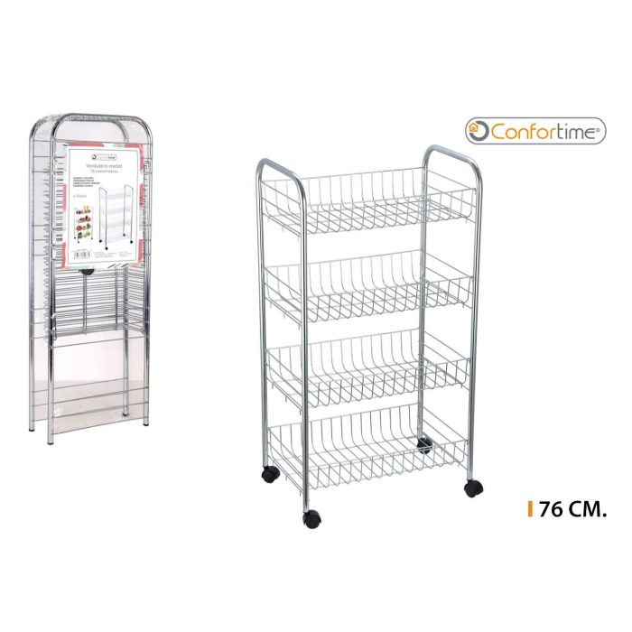 Verdulero de metal cromo 4 pisos 76 cm - Confortime (6 Unidades) Verdulero de metal cromo 4 pisos 76 cm - Confortime (6 Unidades)