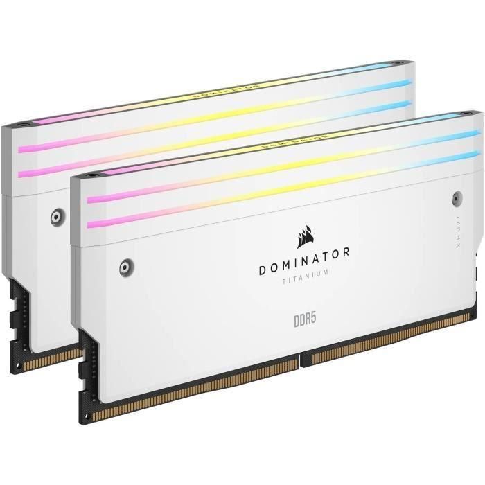 Memoria RAM - CORSAIR - Dominator Titanium RGB DDR5 - 32GB 2x16GB DIMM - 6600MT/s - Intel XMP 3.0 - 1.40V - Blanco (CMP32GX5M2X6600C 2 Memoria RAM - CORSAIR - Dominator Titanium RGB DDR5 - 32GB 2x16GB DIMM - 6600MT/s - Intel XMP 3.0 - 1.40V - Blanco (CMP32GX5M2X6600C 2