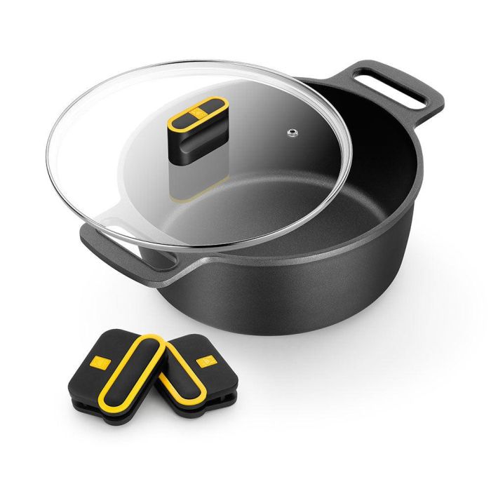 Cacerola alta de aluminio fundido con antiadherente tricapa con tapa de cristal, daily pro, ø28 cm 1