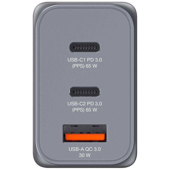 Verbatim Gnc-65 Cargador de Pared GAN 65W con 1 Puerto USB-A 3.0 y 2 Puertos USB-C 3.0 1
