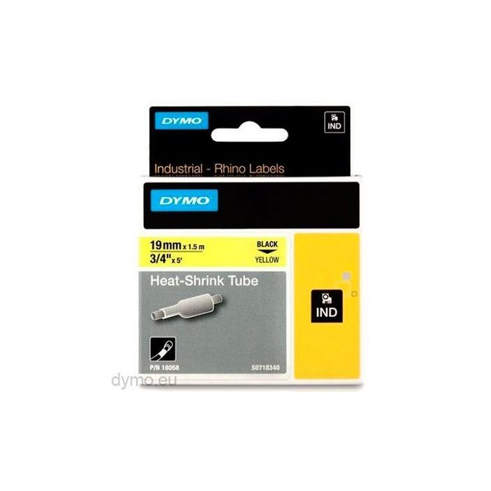 Dymo Rhino Cinta Id1-19, Negro Sobre Amarillo 19 mmx1´5M, Tubo Termorretractil S0718340 Dymo Rhino Cinta Id1-19, Negro Sobre Amarillo 19 mmx1´5M, Tubo Termorretractil S0718340