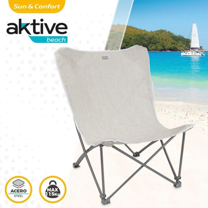 Silla Plegable para Camping Aktive Beige 78 x 90 x 76 cm (4 Unidades) 3