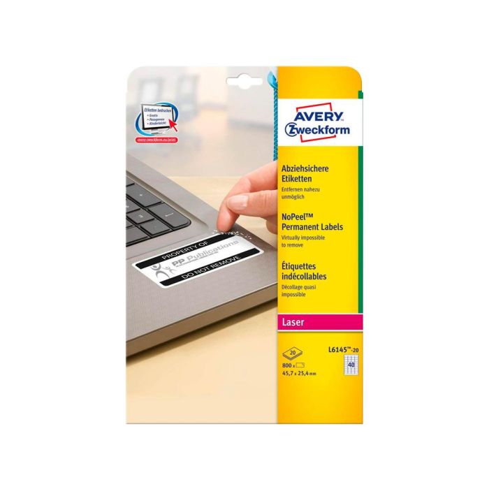 Etiqueta Adhesiva Resistente Avery 45,7x25,4 mm Permanente Laser Blanca Caja De 800 Unidades 1