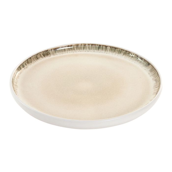 DKD Home Decor Plato Horeca Gres Esmaltado Beige Blanco 27x27 cm - Juego de 6 Unidades Apto para Microondas y Lavavajillas 1