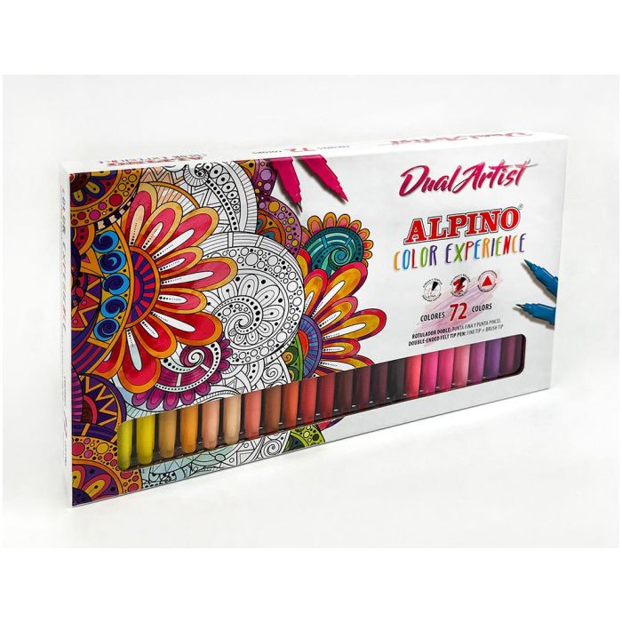 Alpino Rotuladores Dual Artist Color Experience Doble Punta Fina-Pincel C-Surtidos Estuche 72 Ud 1