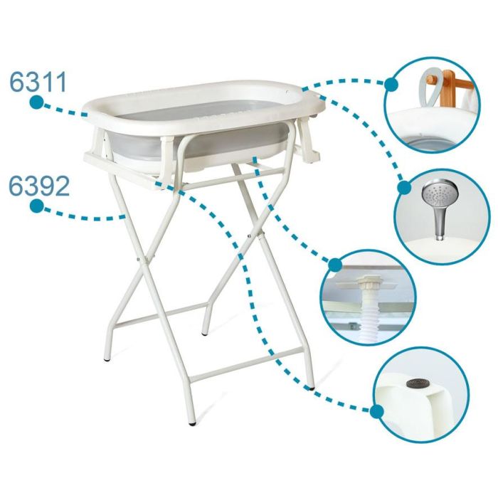 KioKids Bañera Plegable para Bebé +0 Meses con Tubo de Desagüe y Colgador de Pared 3