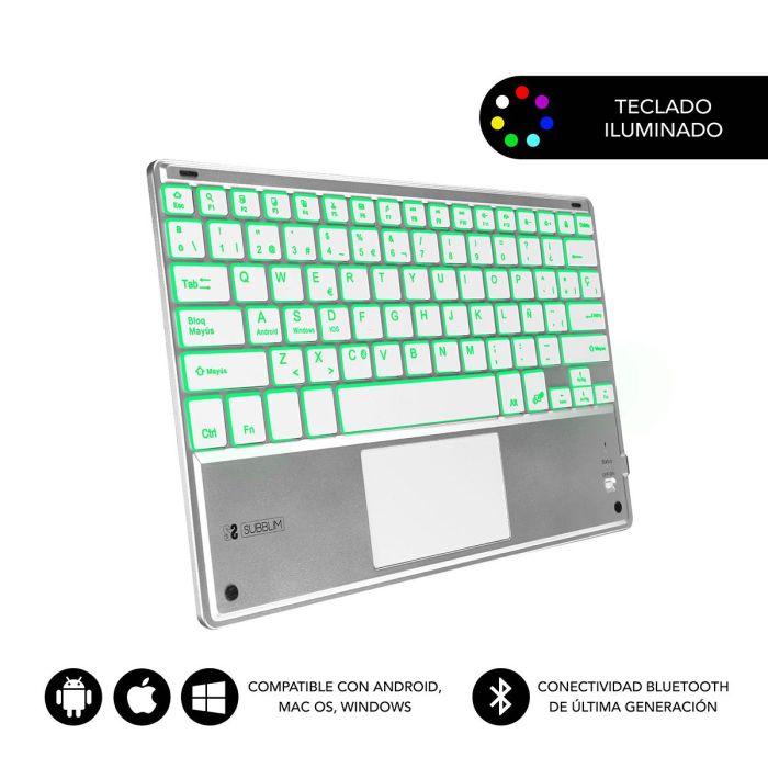 SUBBLIM Teclado Smart Backlit BT Keyboard Touchpad Silver SUBBLIM Teclado Smart Backlit BT Keyboard Touchpad Silver
