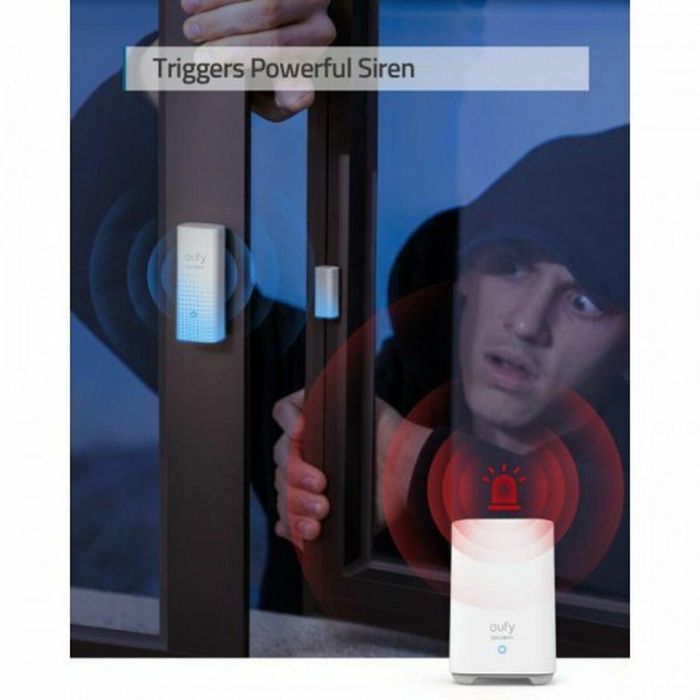 Eufy T89000D4 Sensor de Puerta y Ventana Inalámbrico Blanco, Alarma 100dB, Batería 2 Años, Compatible con HomeBase 14