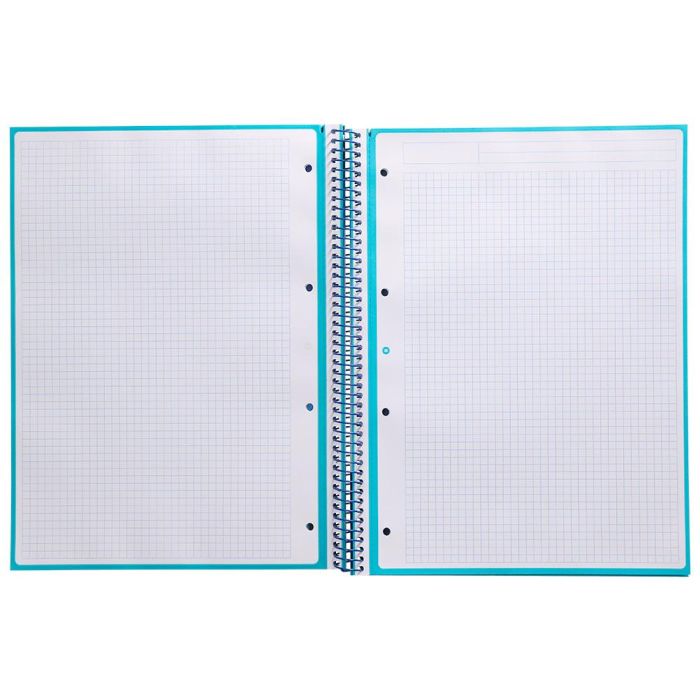 Cuaderno Espiral A4 Micro Antartik Tapa Forrada 80H 90 gr Cuadro 5 mm 1 Banda 4 Taladros Turquesa 3