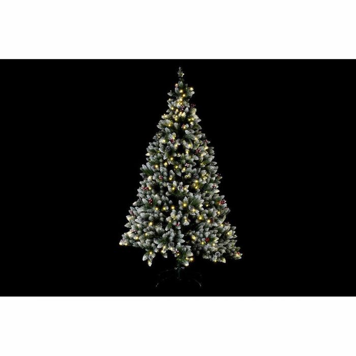 Árbol de Navidad DKD Home Decor Blanco Rojo Verde PVC Piñas Nevado 125 x 125 x 210 cm 5