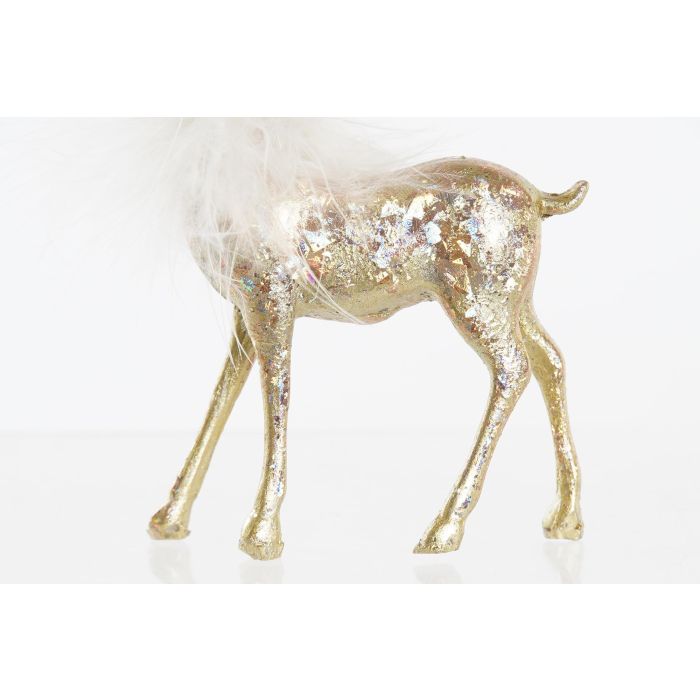 DKD Home Decor Figura Decorativa Navidad Moderna Reno Resina Dorado Blanco 4x12x8cm 2 DKD Home Decor Figura Decorativa Navidad Moderna Reno Resina Dorado Blanco 4x12x8cm 2
