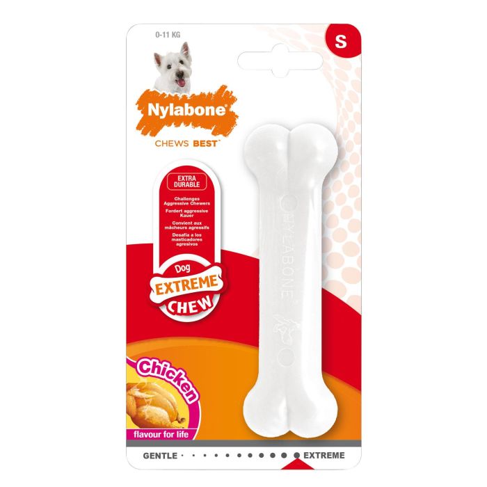 Nylabone Extreme Chew Juguete Masticable para Perros Potentes - Nylon Duradero con Sabor Pollo - Talla S, Limpieza Dental 1 Nylabone Extreme Chew Juguete Masticable para Perros Potentes - Nylon Duradero con Sabor Pollo - Talla S, Limpieza Dental 1