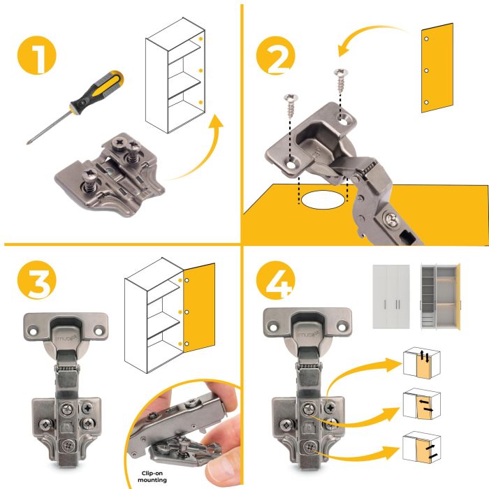 Emuca Lote de 20 bisagras supercodo X91 con cierre suave y suplementos Euro, Altura 0, Acero, Titanio 8 Emuca Lote de 20 bisagras supercodo X91 con cierre suave y suplementos Euro, Altura 0, Acero, Titanio 8