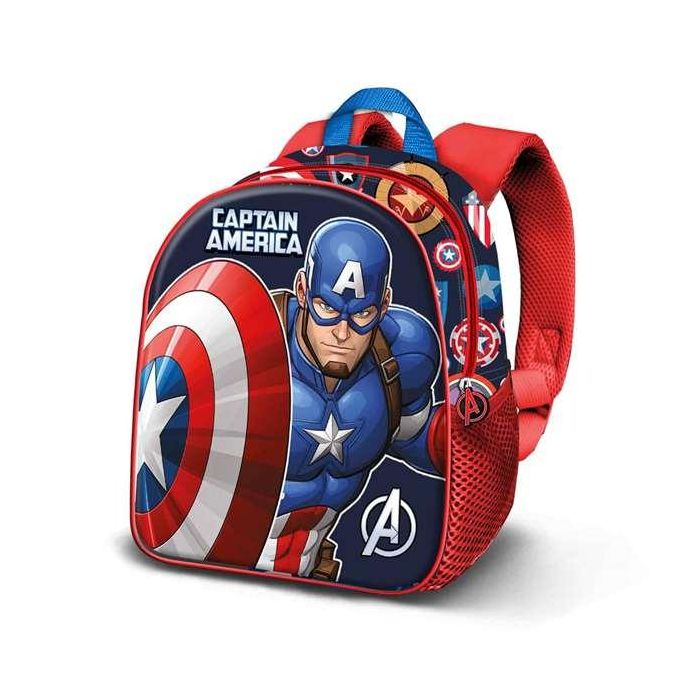 Karactermania Mochila 3D Capitán América Patriot, Mochila Preescolar con Relieve Frontal y Bolsillo Lateral, Multicolor, 26 x 11 x 31 cm