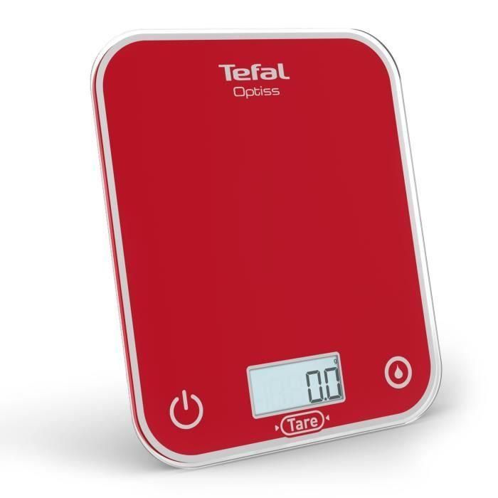 Báscula de Cocina Electrónica Tefal Optiss/ hasta 5kg/ Roja