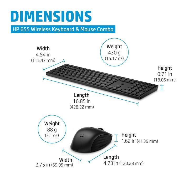 HP 655 Teclado y Ratón Inalámbrico – 20+ Teclas Personalizables, Ratón con Seguimiento Preciso, Materiales Reciclados, Fácil Limpieza 3 HP 655 Teclado y Ratón Inalámbrico – 20+ Teclas Personalizables, Ratón con Seguimiento Preciso, Materiales Reciclados, Fácil Limpieza 3