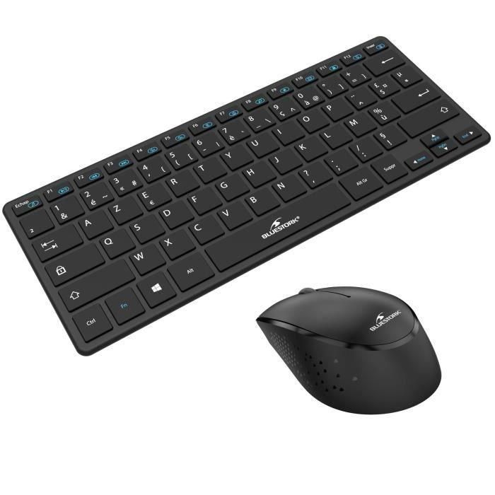 Paquete de teclado y mouse inalámbrico - Bluestork - Pack -Mini/FR - Ultra Compact - Negro 1 Paquete de teclado y mouse inalámbrico - Bluestork - Pack -Mini/FR - Ultra Compact - Negro 1
