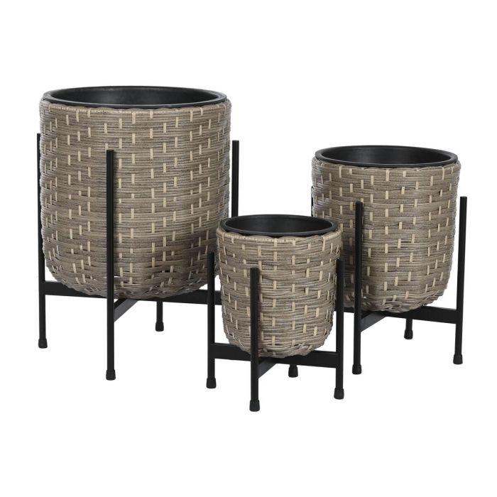 Macetero Terraza Y Jardin DKD Home Decor Natural 35 x 60 x 35 cm Set de 3 1