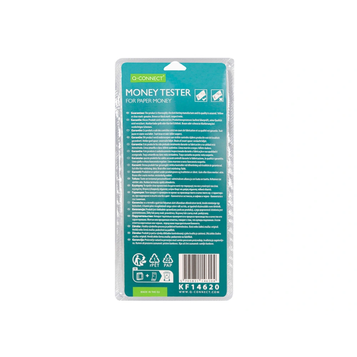 Q-connect Rotulador Detector de Billetes Falsos, Trazo 2-5 mm, Punta Biselada, Fiabilidad 99.9% 1 Q-connect Rotulador Detector de Billetes Falsos, Trazo 2-5 mm, Punta Biselada, Fiabilidad 99.9% 1