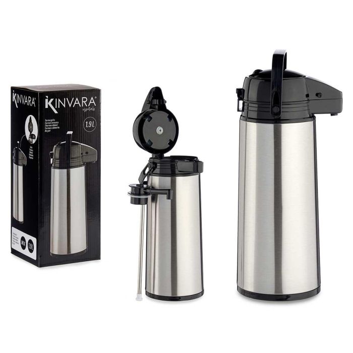 Termo con Grifo Kinvara Acero Inoxidable 1.9L, 17x35.5x13.5 cm, Plata/Negro (4 Unidades) Termo con Grifo Kinvara Acero Inoxidable 1.9L, 17x35.5x13.5 cm, Plata/Negro (4 Unidades)