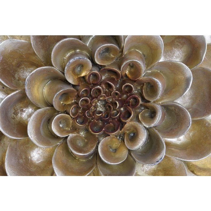 DKD Home Decor Decoración de Pared Diseño de Flor en Resina Color Dorado Estilo Chic Medidas 23x23x6 cm