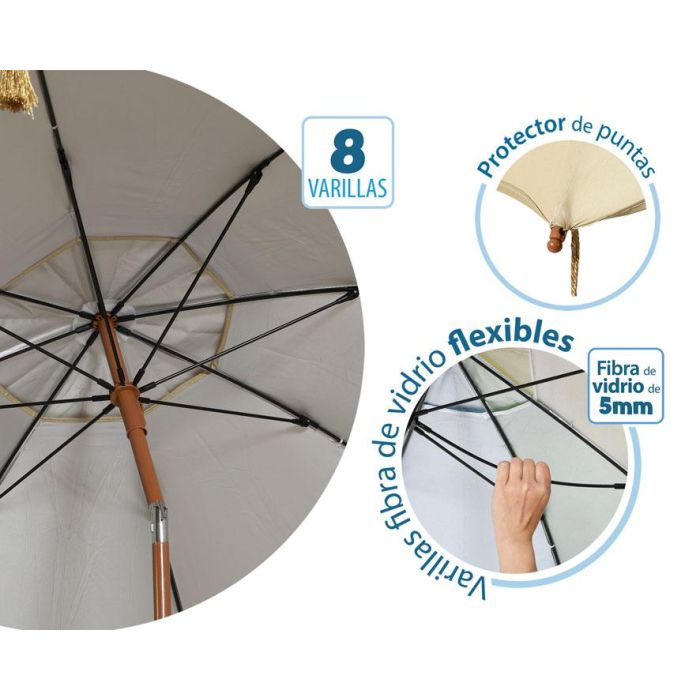 Atosa Sombrilla de Playa de Aluminio con UPF 50+, Orientable, 180 cm, Beige 3