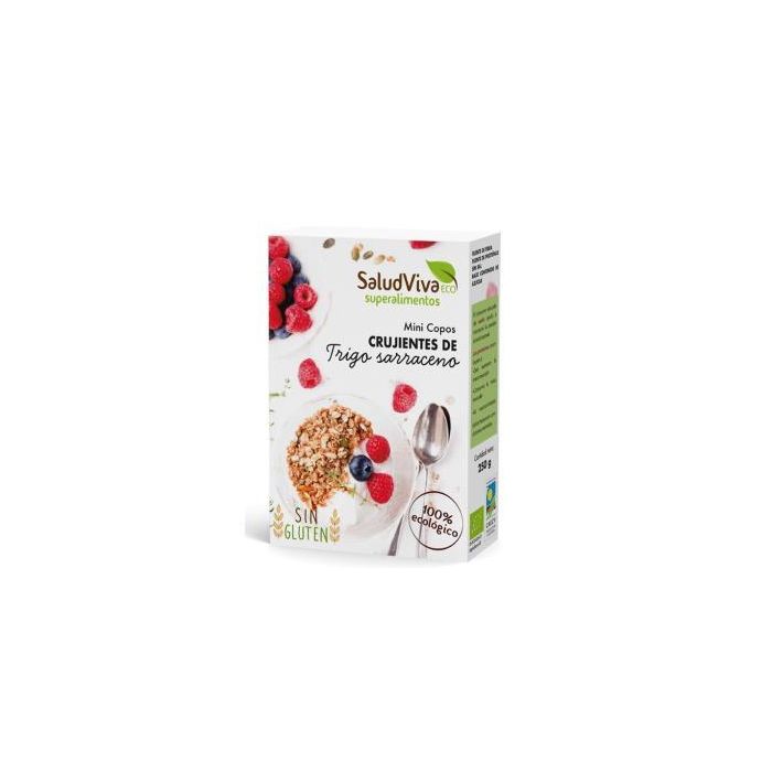 SALUD VIVA Copos Minis Crujientes de Trigo Sarraceno Integral BIO 250g Sin Gluten, fuente de fibra y proteína