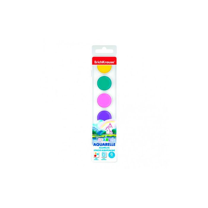 Erichkrause Acuarelas Estuche 6 Colores Perlados, Fácil de Lavar