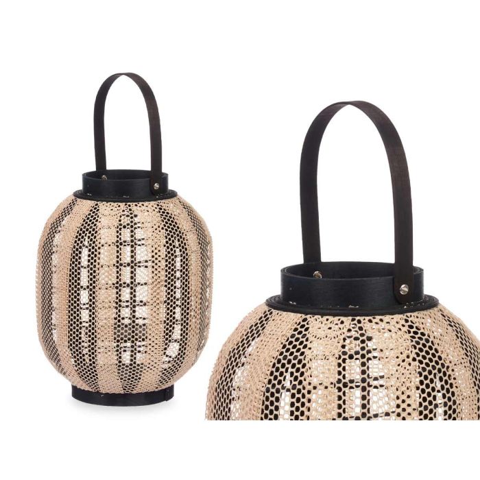 Farol Portavela Ovalado Giftdecor 27x32x27 cm - Tela, Madera, Vidrio - Beige/Negro (2 Unidades) 1 Farol Portavela Ovalado Giftdecor 27x32x27 cm - Tela, Madera, Vidrio - Beige/Negro (2 Unidades) 1