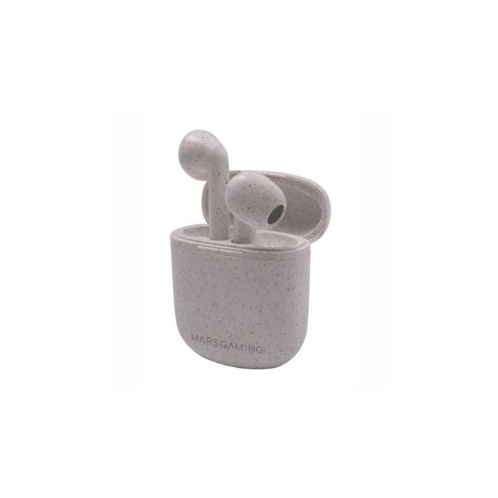 Mars Gaming MHI-ECO Auriculares Inalámbricos TWS Bluetooth 5.1 Ecológicos, Micrófono Anti-Ruido, 20H Batería, Wheat Straw