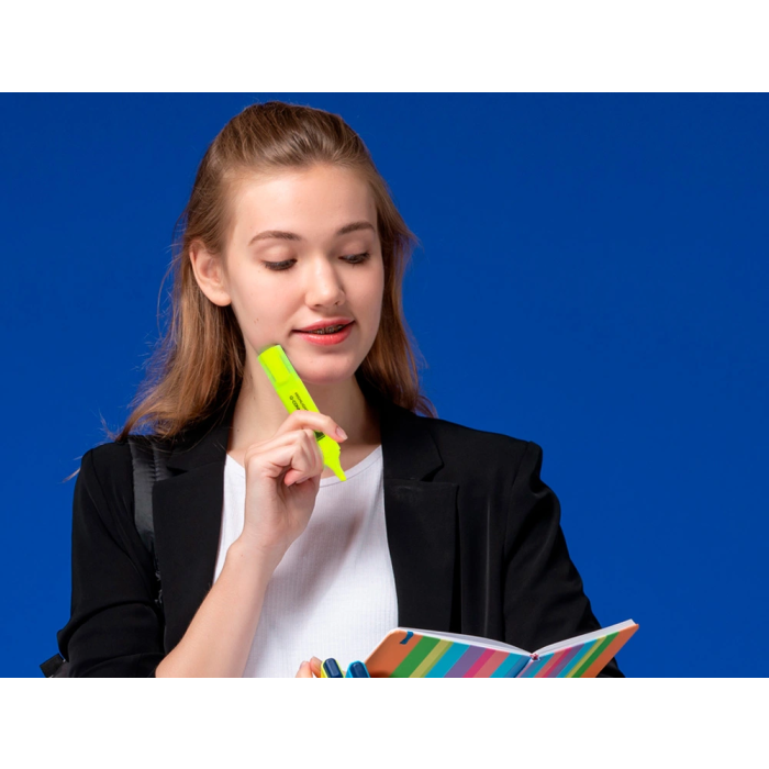 Q-connect Rotulador Fluorescente Amarillo Punta Biselada Trazo 1-5 mm 5