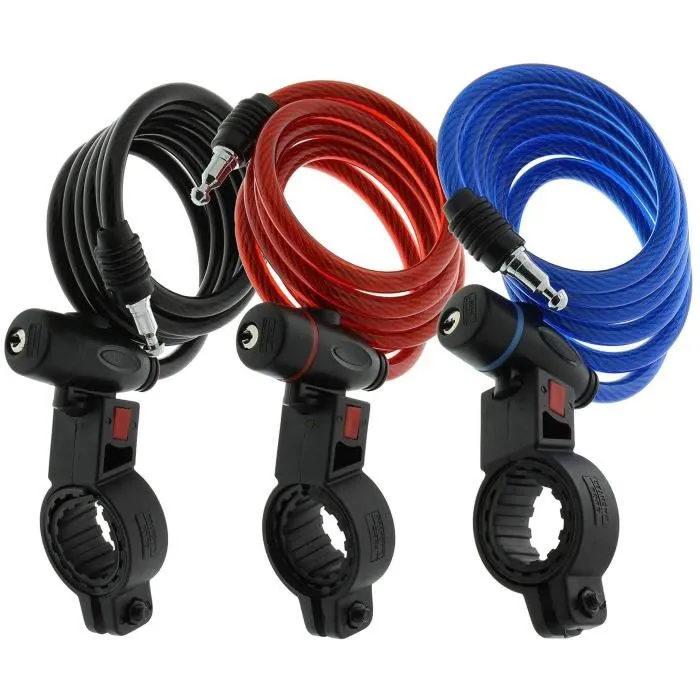 Burg Wachter Cable para candado de bicicleta 1 260 100 Espiral 100 cm 8 mm acero con llave y soporte 2