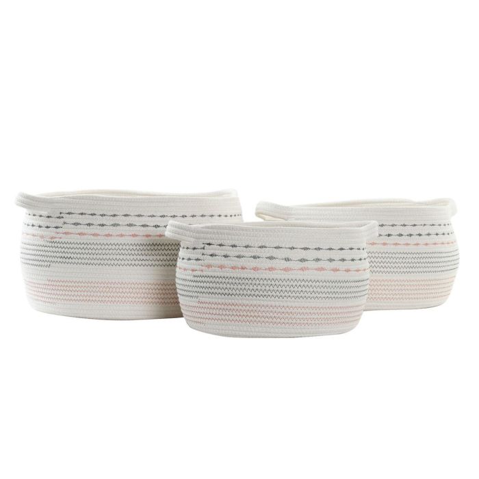 Cesta DKD Home Decor Blanco Negro 43 x 25 x 52 cm Set de 3 2 Cesta DKD Home Decor Blanco Negro 43 x 25 x 52 cm Set de 3 2