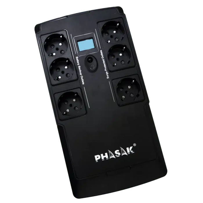 PHASAK SAI 800VA KRYPTOS Interactivo con 6 tomas, USB de carga y RJ45