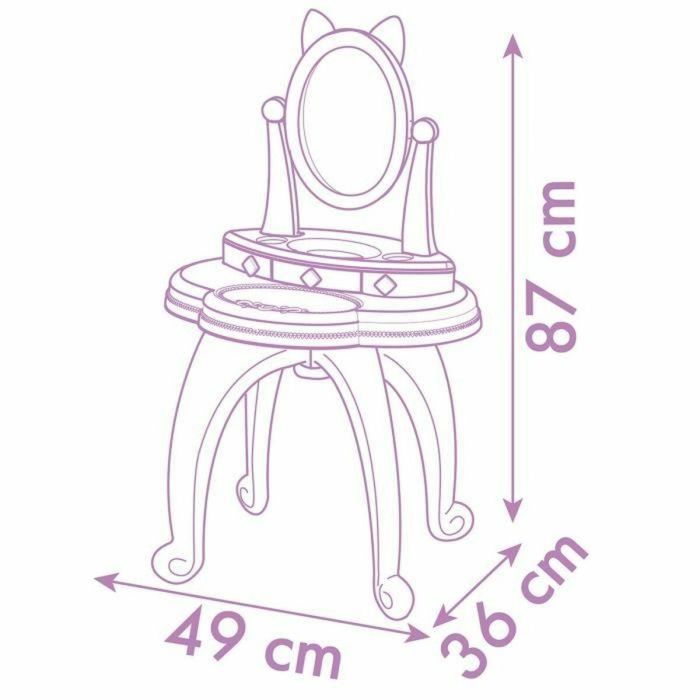 Smoby Gabby y la Casa Mágica Tocador Infantil 2 en 1 con Taburete y 12 Accesorios, Espejo Regulable 1